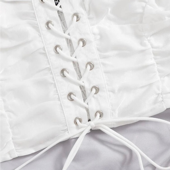 3/$20 Shein Lace Up Front Shirred Crop Cami Top Y2K inspired - Picture 3 of 9